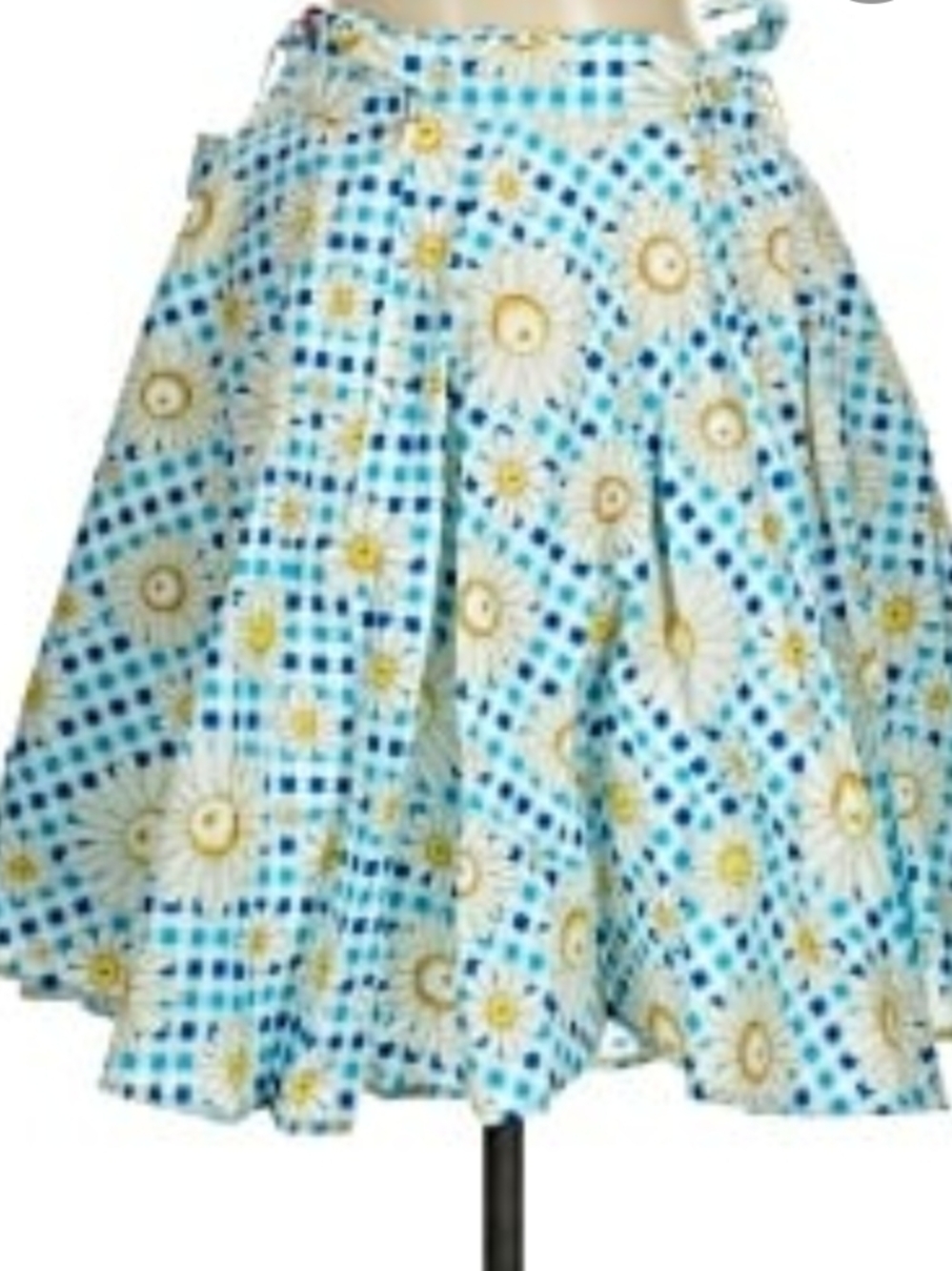 Hell bunny Floral Blue Pleated A-Line Skirt